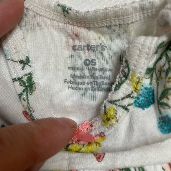 Girls Carter’s size newborn 3 pants, 2 sleep sacks, 1 shirt, and 1 onsie set. - Picture 4 of 11